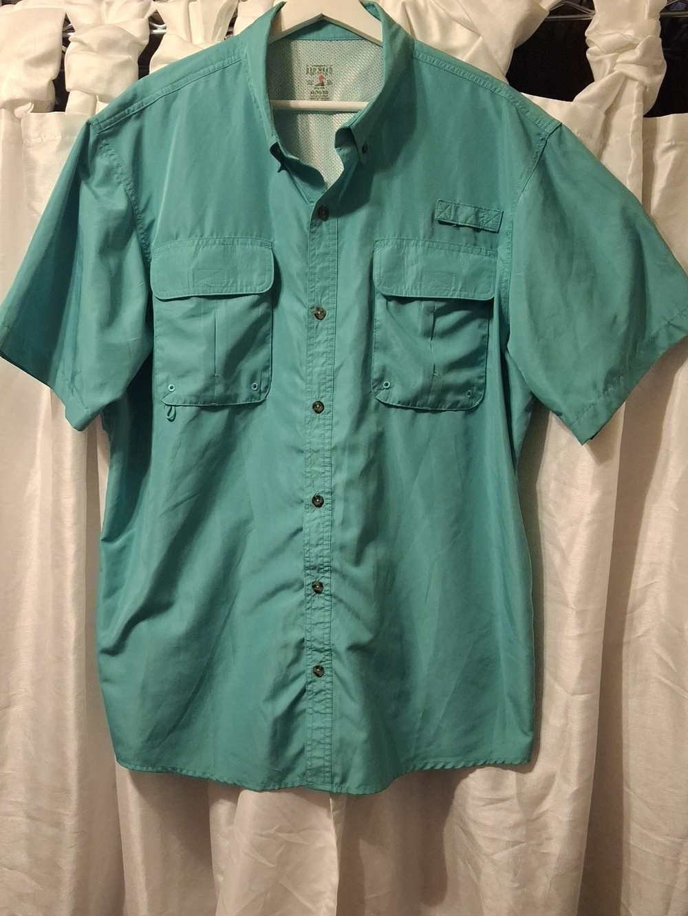RedHead Short-Sleeve Button-Down Shirt in Teal